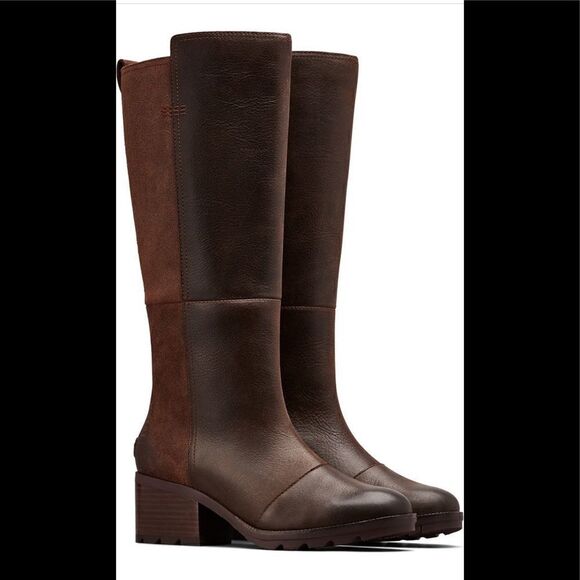 💗Sorel cate tall waterproof leather boot cushioned foodbed size 5 , new - Picture 1 of 15